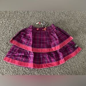 Matilda Jane NWT velvet ruffle plaid skirt 8 stretchy girls casual school pink